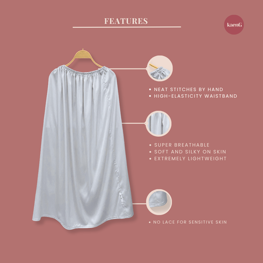 LIGHT GREY Loose-Fit Satin Silk Inner Skirts