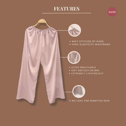ROSEGOLD Loose-Fit Satin Silk Inner Pants