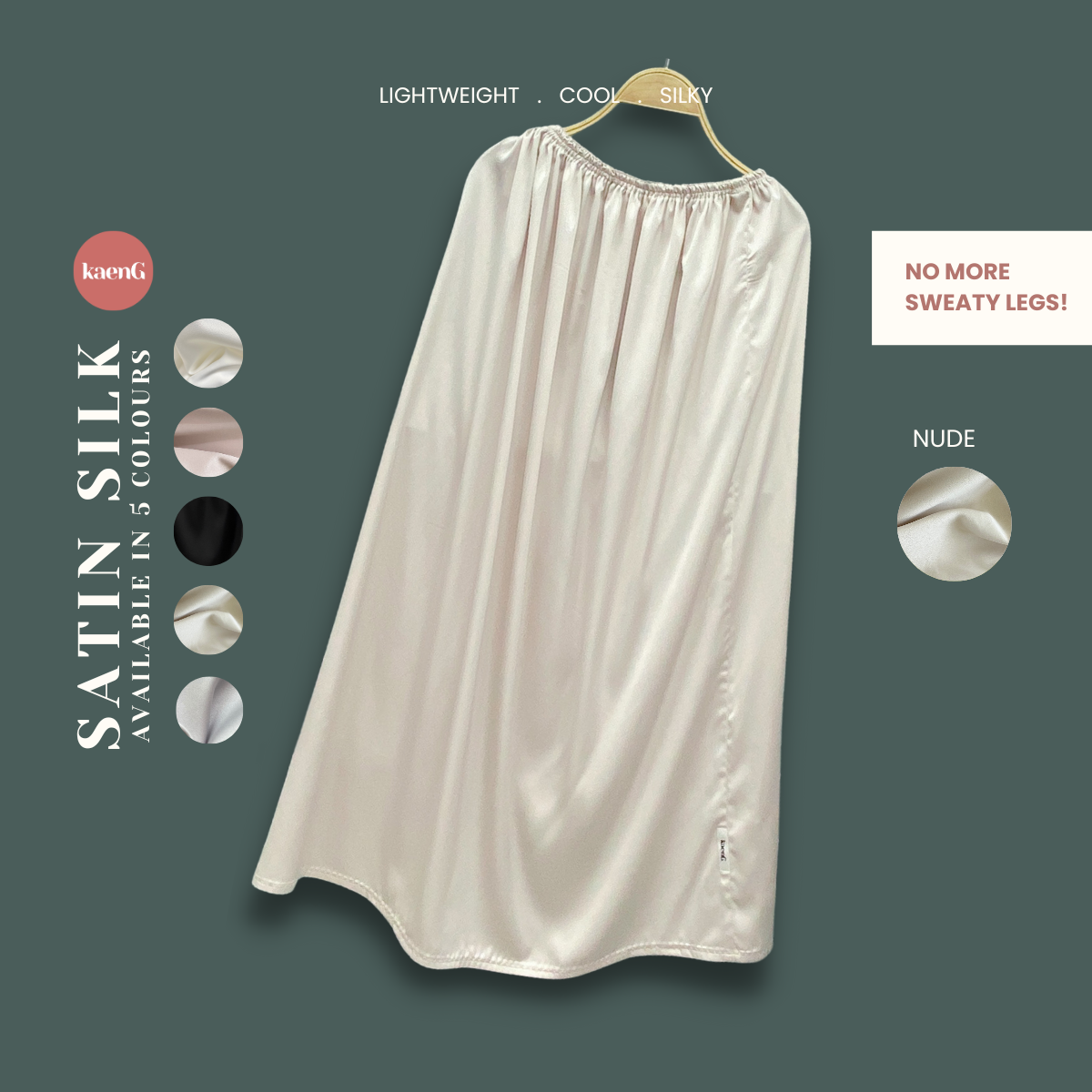NUDE Loose-Fit Satin Silk Inner Skirts