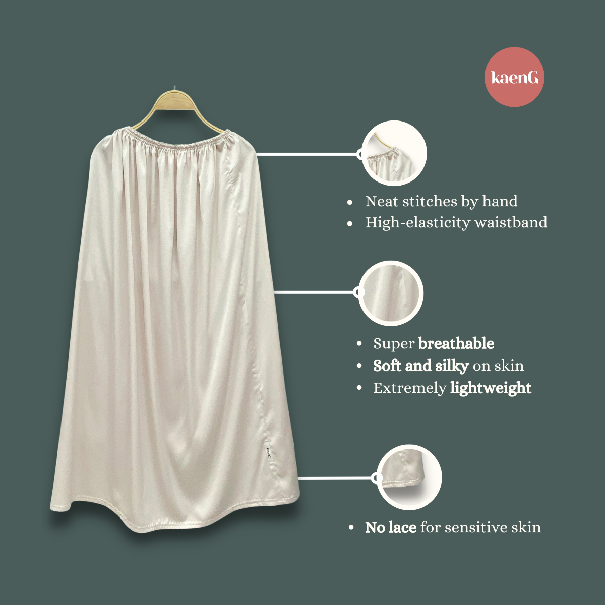 NUDE Loose-Fit Satin Silk Inner Skirts