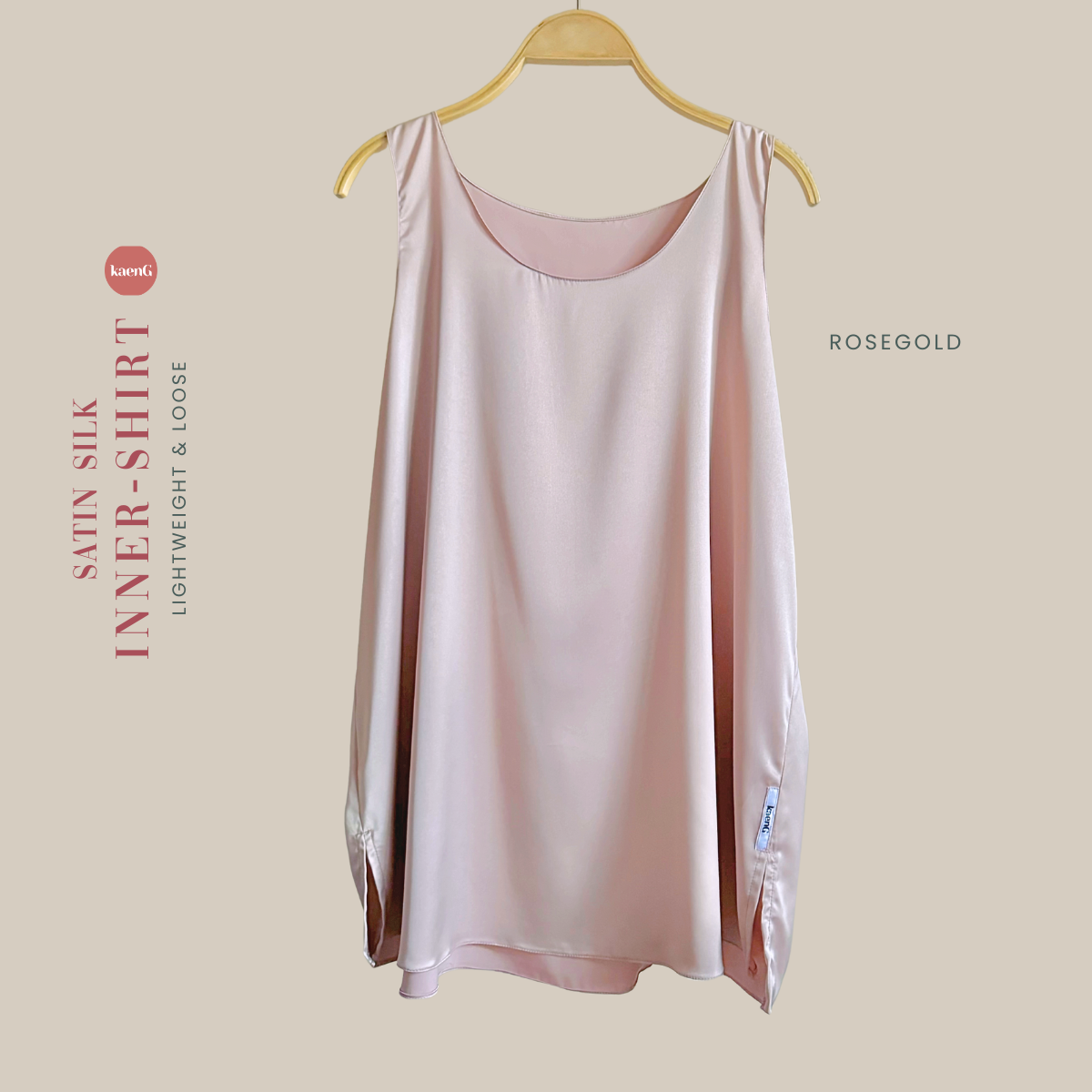 ROSEGOLD Ultra-lightweight Satin Silk Sleeveless Inner Shirt