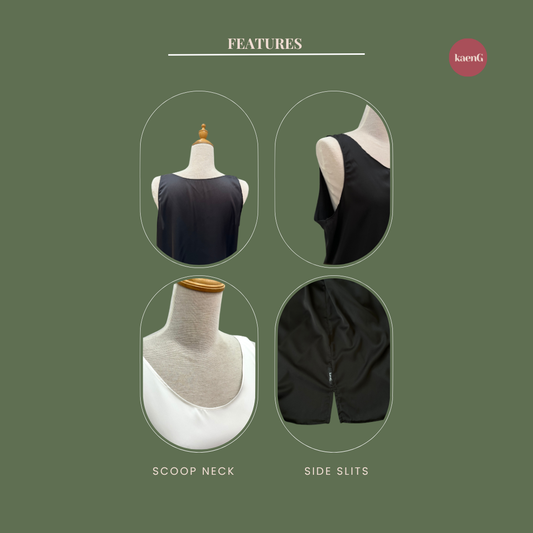 BLACK Ultra-lightweight Satin Silk Sleeveless Inner Shirt