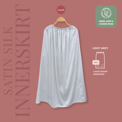 LIGHT GREY Loose-Fit Satin Silk Inner Skirts