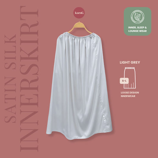 LIGHT GREY Loose-Fit Satin Silk Inner Skirts