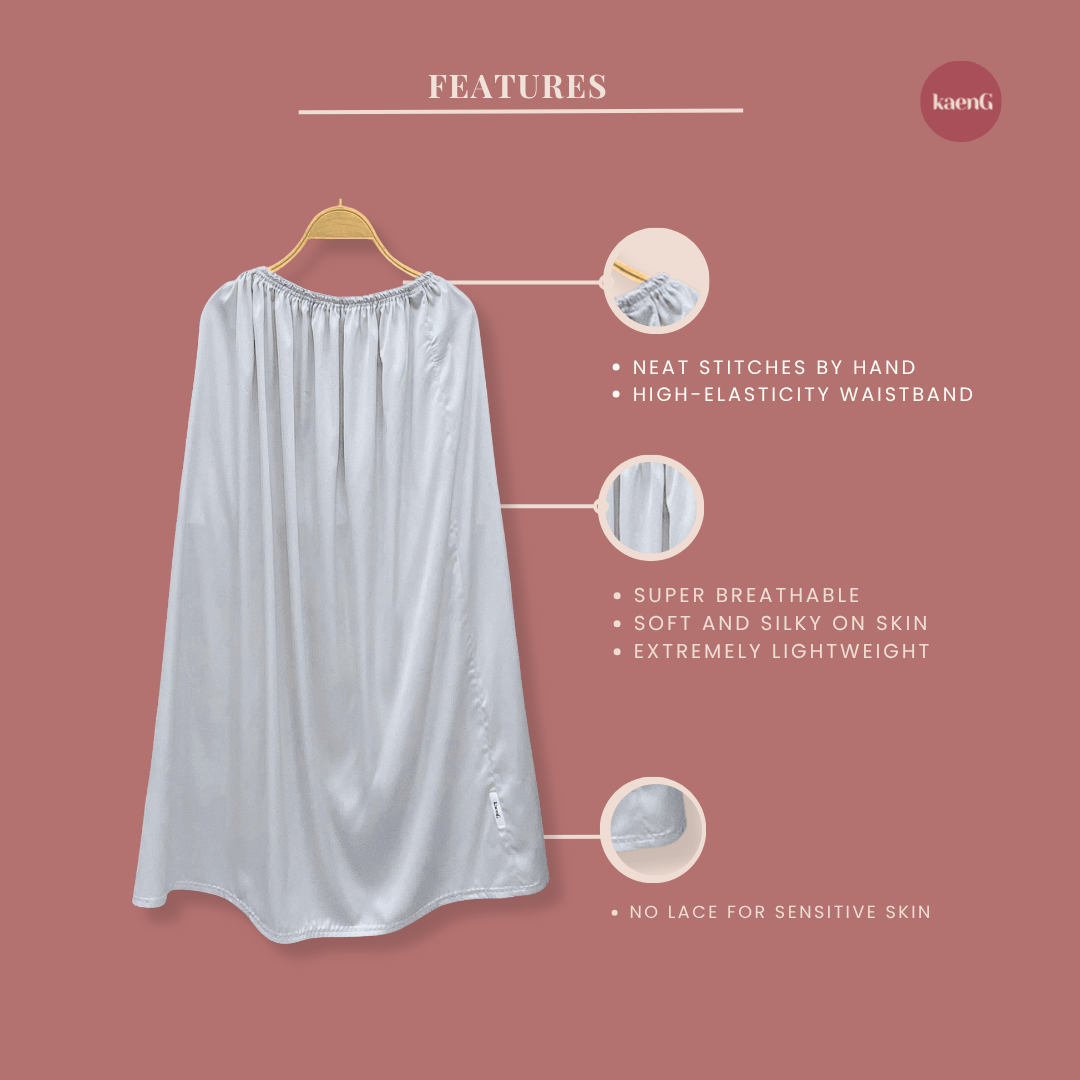 LIGHT GREY Loose-Fit Satin Silk Inner Skirts