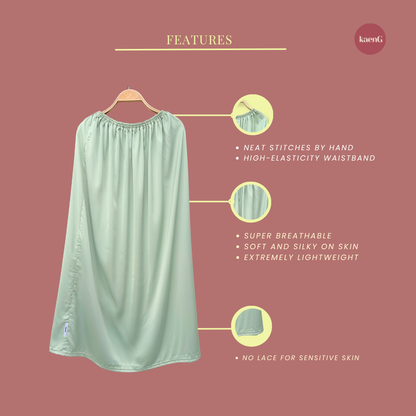 SPECIAL ED.: MINTY GREEN Loose-Fit Satin Silk Inner Skirts