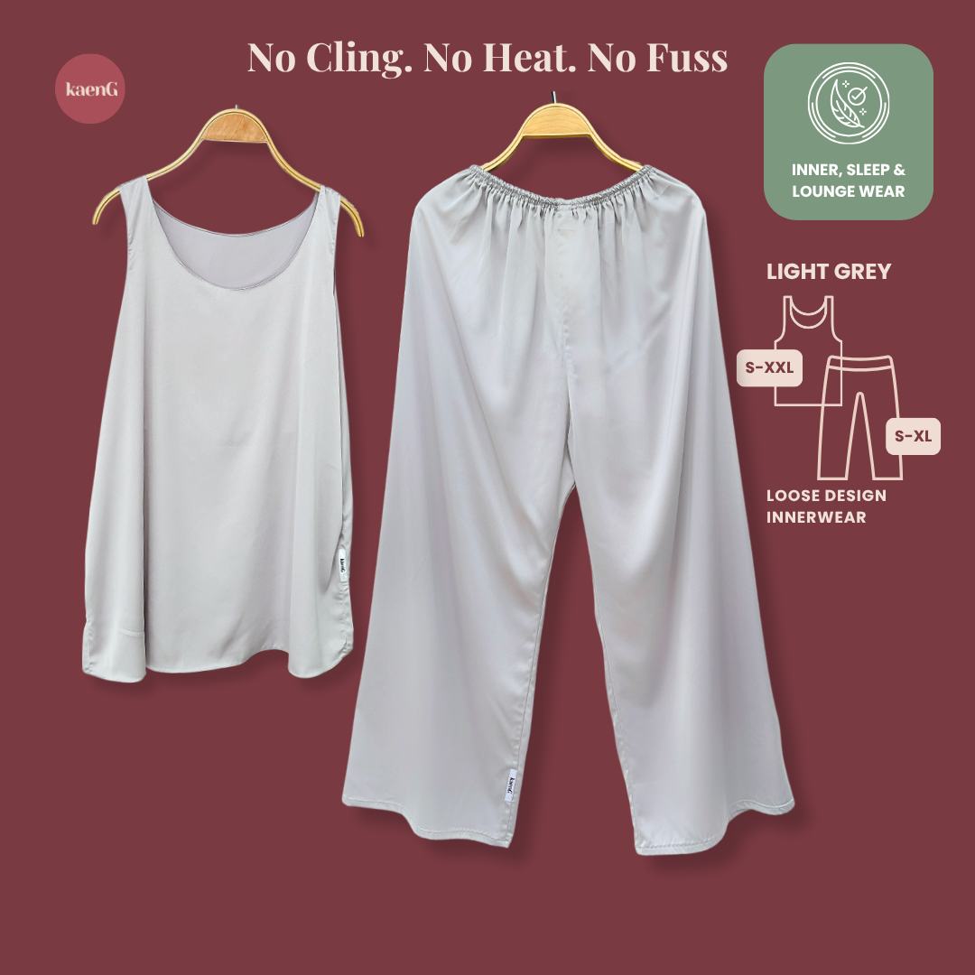 [PANT SET] LIGHT GREY Lightweight Satin Inners
