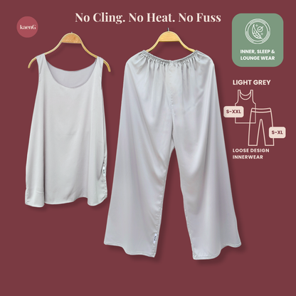 [PANT SET] LIGHT GREY Lightweight Satin Inners