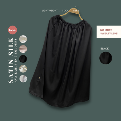 [SKIRT SET] BLACK Lightweight Satin Inners
