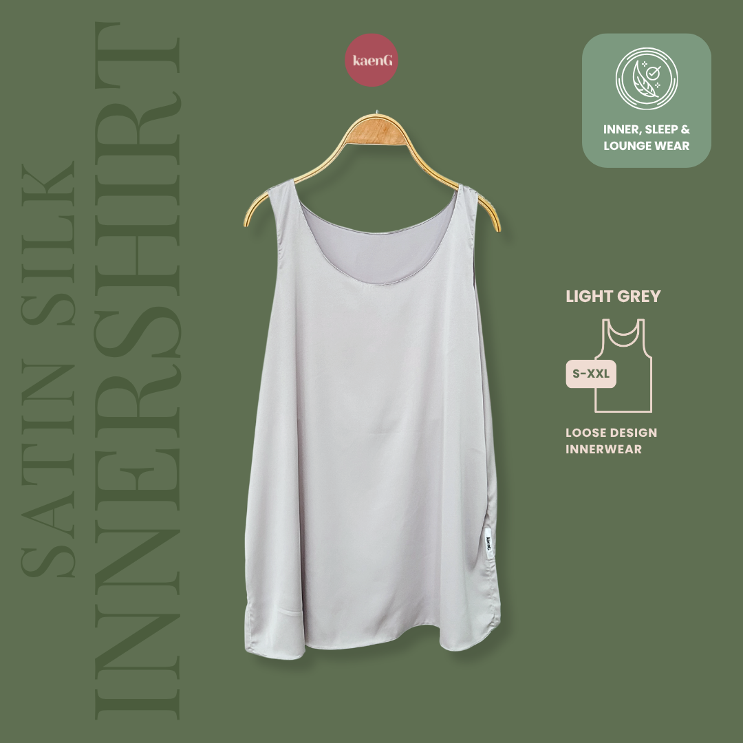 LIGHT GREY Satin Silk Sleeveless Inner Shirt