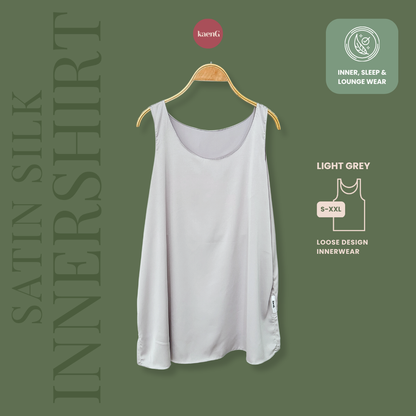 LIGHT GREY Satin Silk Sleeveless Inner Shirt