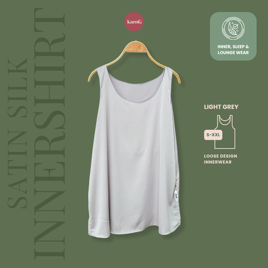 LIGHT GREY Satin Silk Sleeveless Inner Shirt