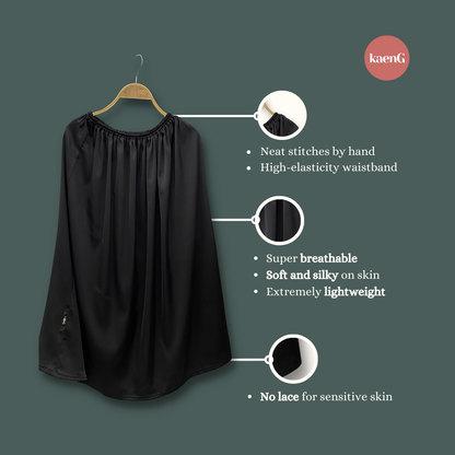 [SKIRT SET] BLACK Lightweight Satin Inners