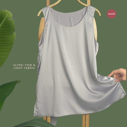 LIGHT GREY Satin Silk Sleeveless Inner Shirt
