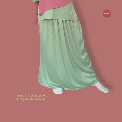 SPECIAL ED.: MINTY GREEN Loose-Fit Satin Silk Inner Skirts