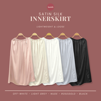 BLACK Loose-Fit Satin Silk Inner Skirts