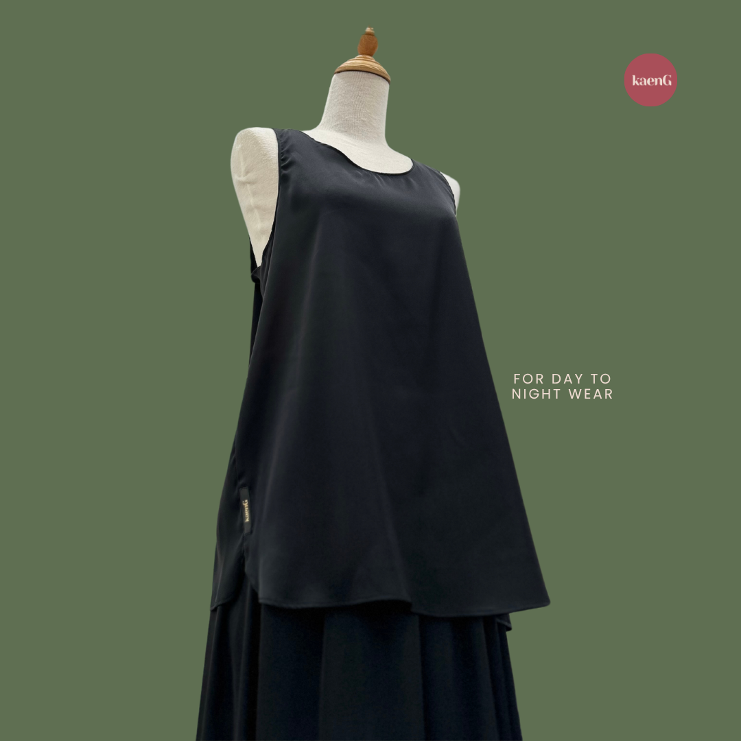 BLACK Ultra-lightweight Satin Silk Sleeveless Inner Shirt