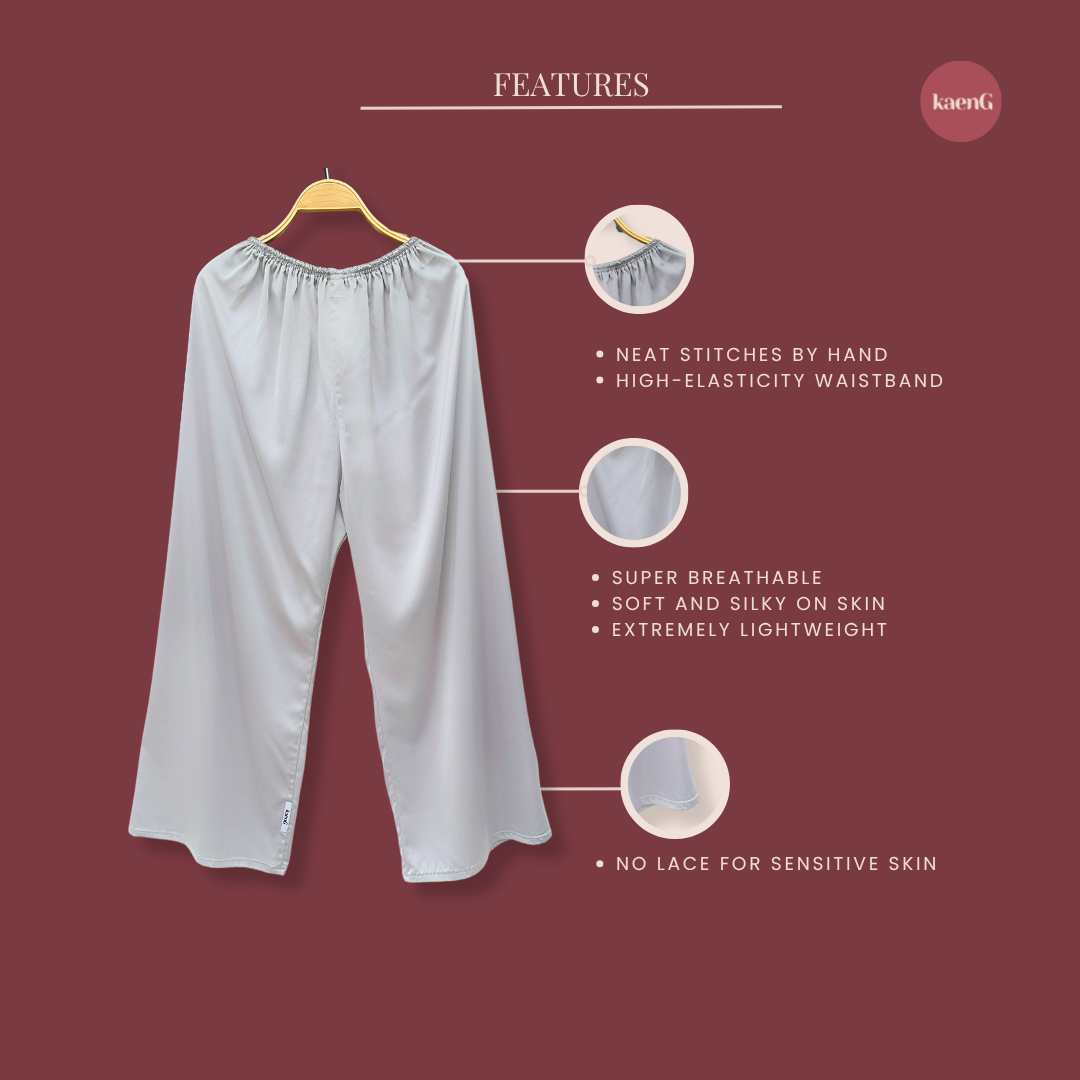 [PANT SET] LIGHT GREY Lightweight Satin Inners