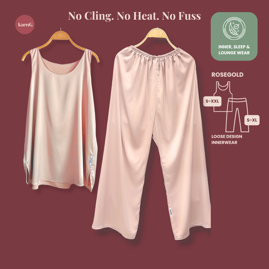 [PANT SET] ROSEGOLD Lightweight Satin Inners