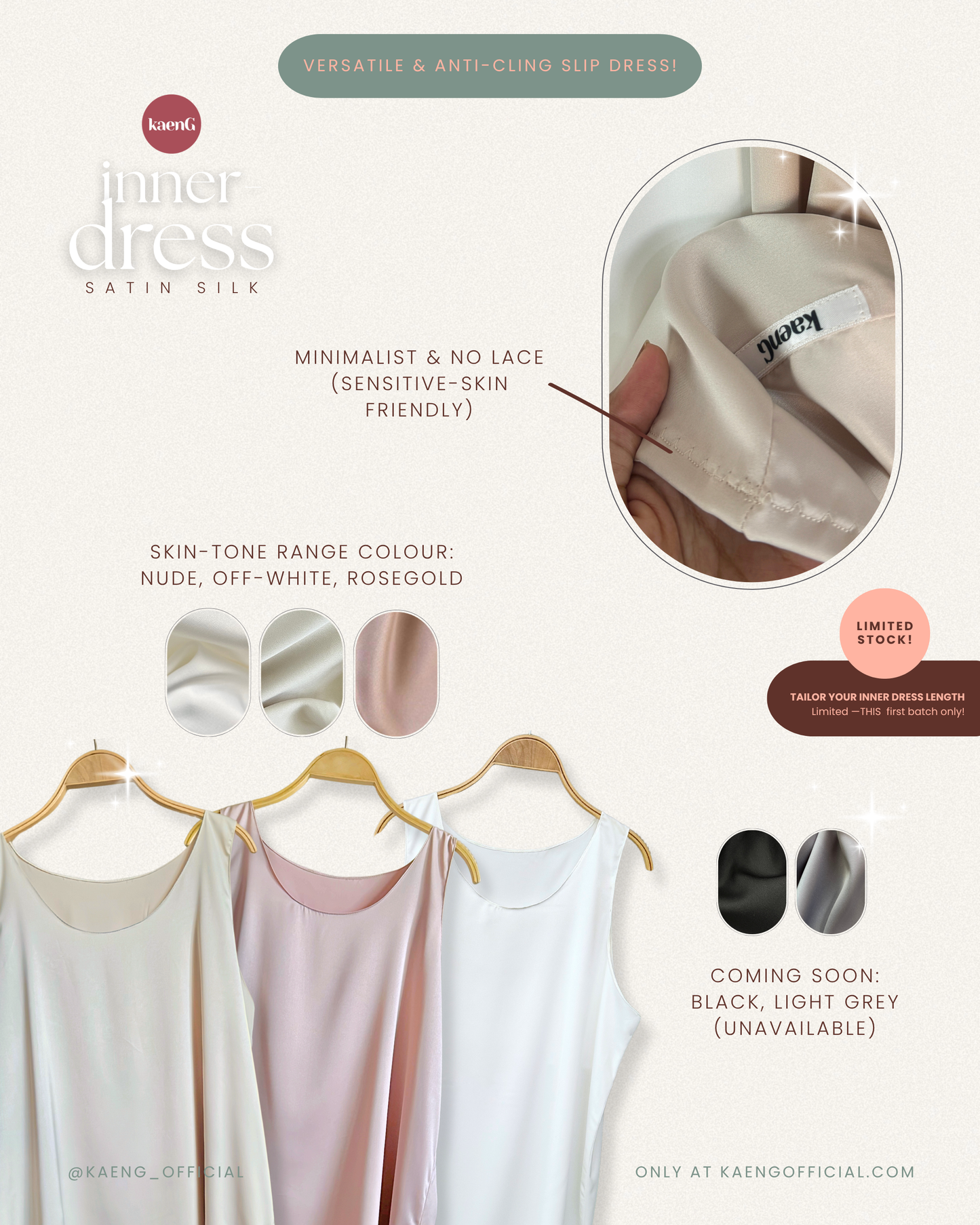 Long Satin Silk Sleeveless Inner Dress/ Slip