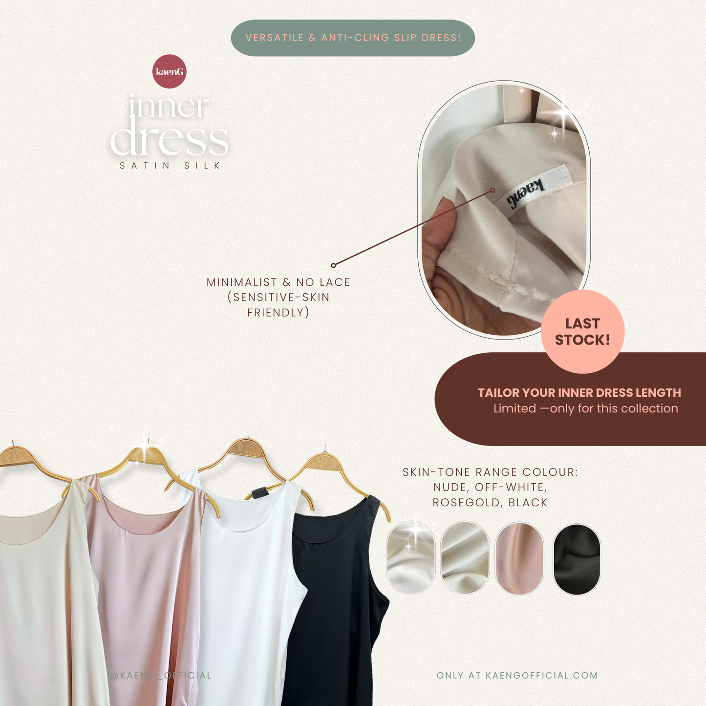 Long Satin Silk Sleeveless Inner Dress/ Slip - 03 Batch Release