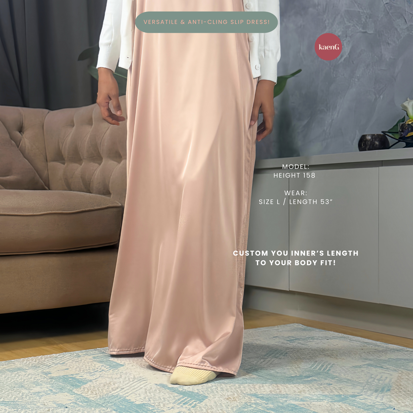 Long Satin Silk Sleeveless Inner Dress/ Slip