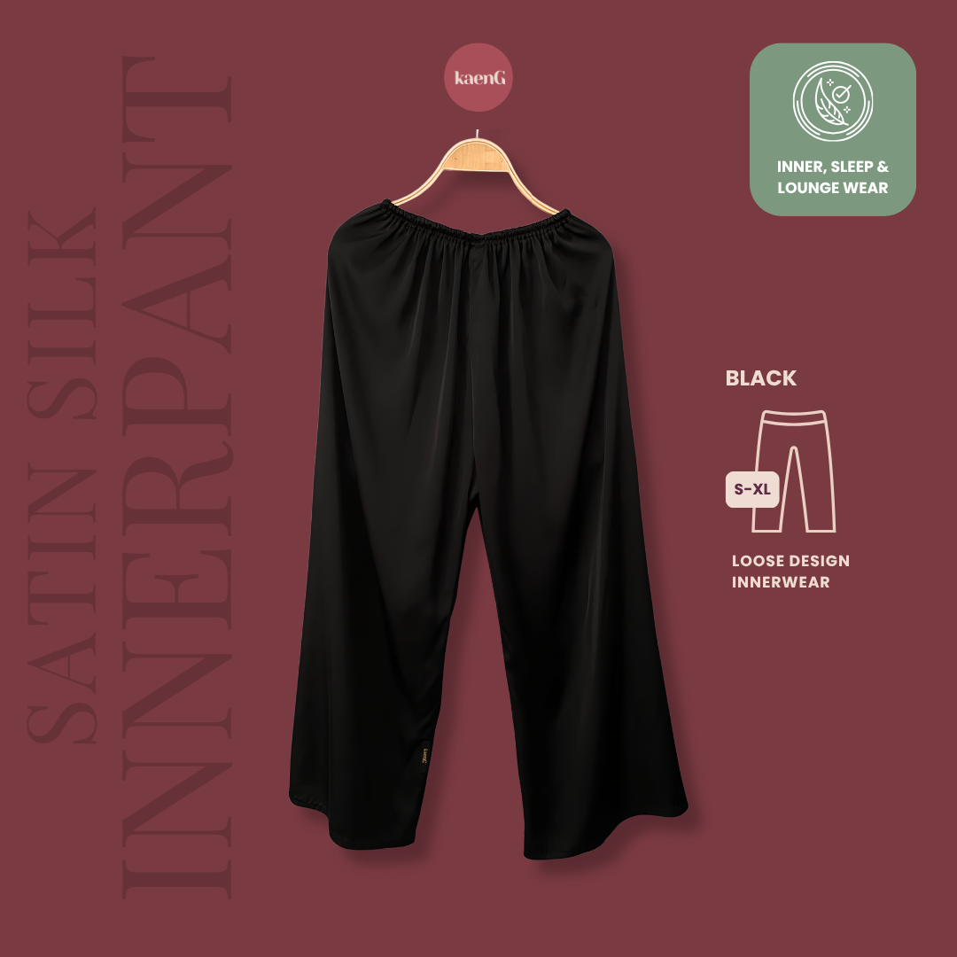 [PANT SET] BLACK Lightweight Satin Inners