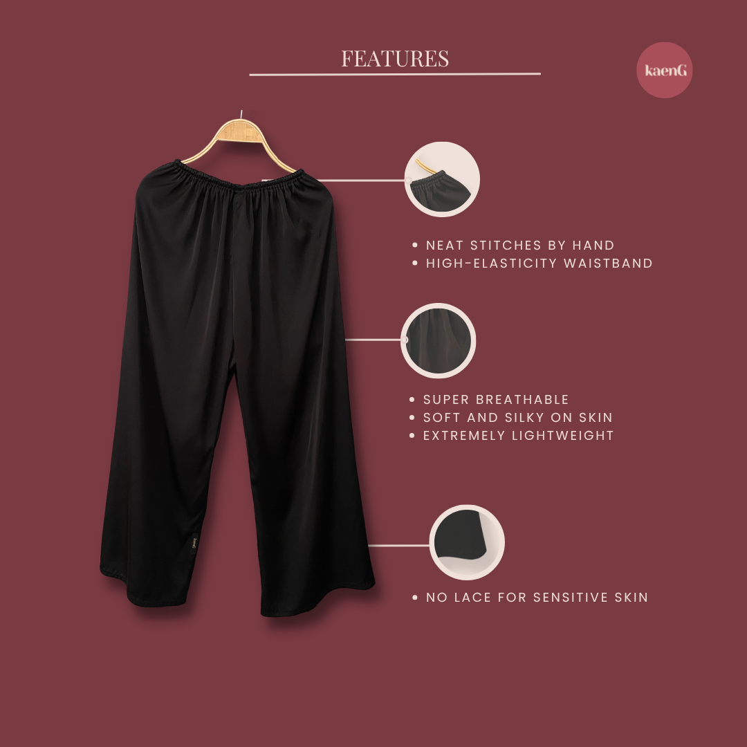 [PANT SET] BLACK Lightweight Satin Inners