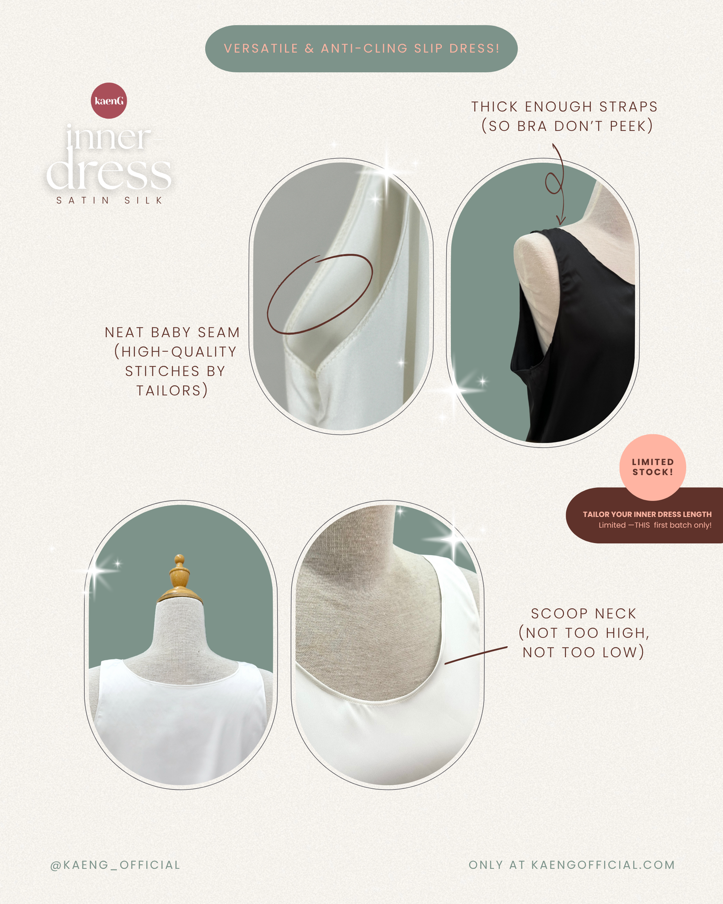 Long Satin Silk Sleeveless Inner Dress/ Slip