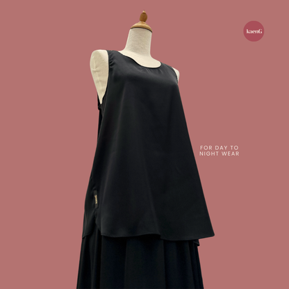 [SKIRT SET] BLACK Lightweight Satin Inners