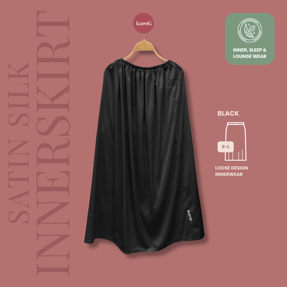 [SKIRT SET] BLACK Lightweight Satin Inners