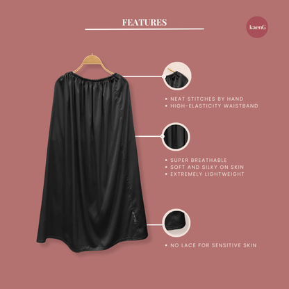 [SKIRT SET] BLACK Lightweight Satin Inners