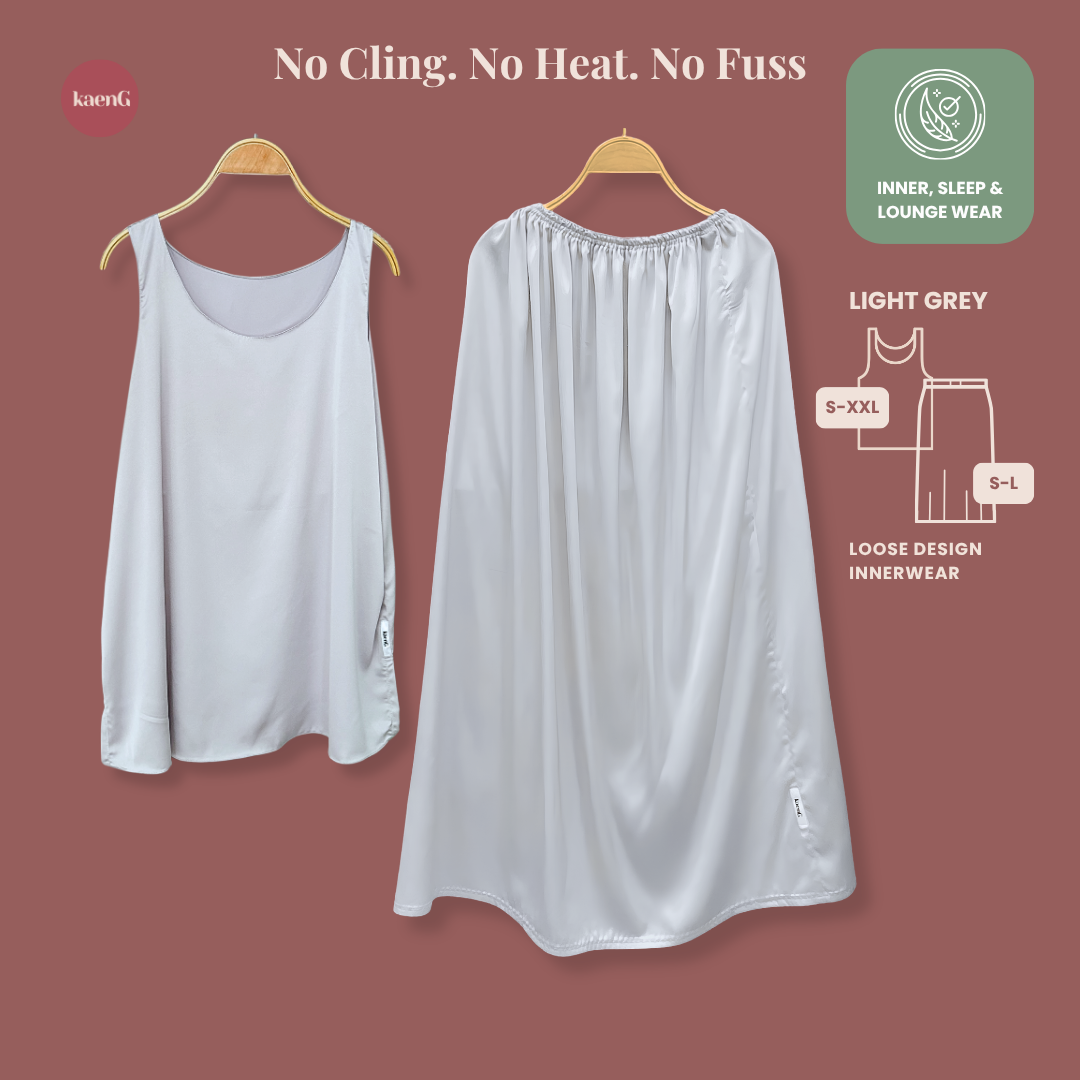 [SKIRT SET] LIGHT GREY Lightweight Satin Inners