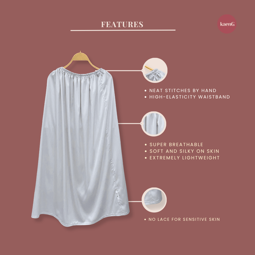 [SKIRT SET] LIGHT GREY Lightweight Satin Inners