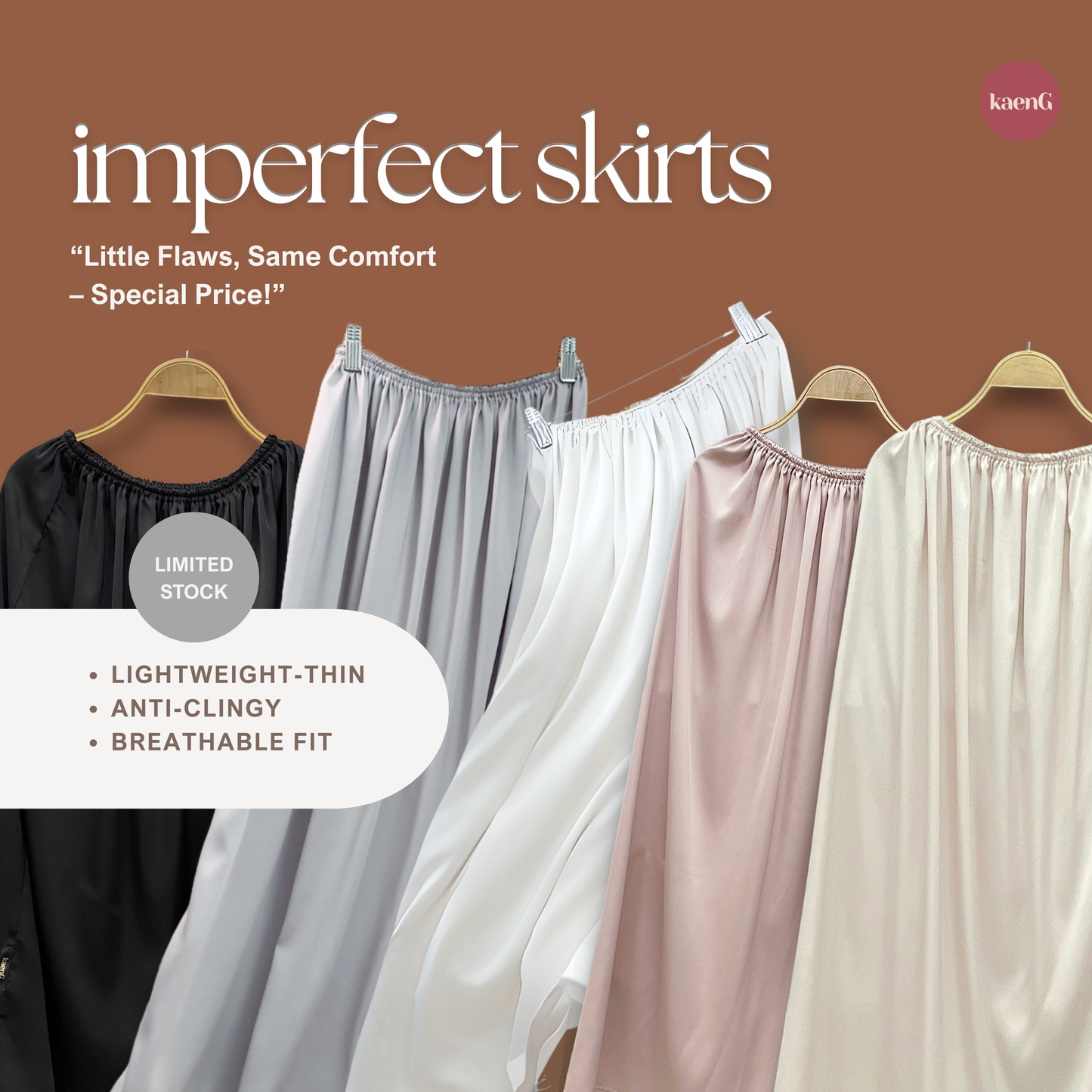 [IMPERFECT LIMITED] Loose Satin Silk Inner SKIRT