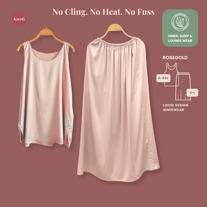 [SKIRT SET] ROSEGOLD Lightweight Satin Inners