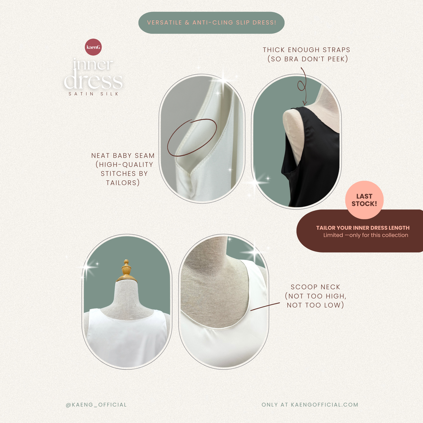 Long Satin Silk Sleeveless Inner Dress/ Slip