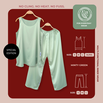 SPECIAL ED.: [PANT SET] MINTY GREEN Lightweight Satin Inners