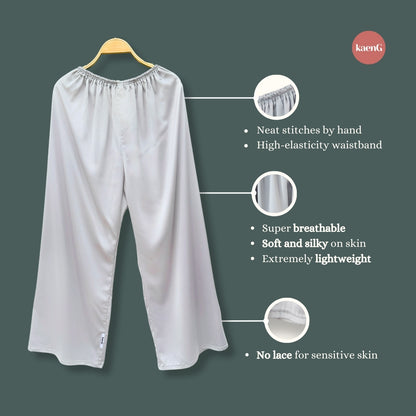 LIGHT GREY Loose-Fit Satin Silk Inner Pants