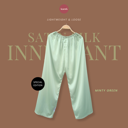 SPECIAL ED.: MINTY GREEN Loose-Fit Satin Silk Inner Pants