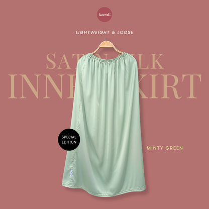 SPECIAL ED.: MINTY GREEN Loose-Fit Satin Silk Inner Skirts