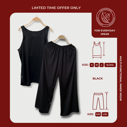[PANT SET] BLACK Lightweight Satin Inners