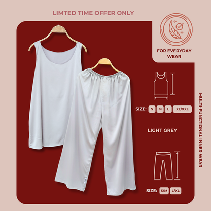 [PANT SET] LIGHT GREY Lightweight Satin Inners