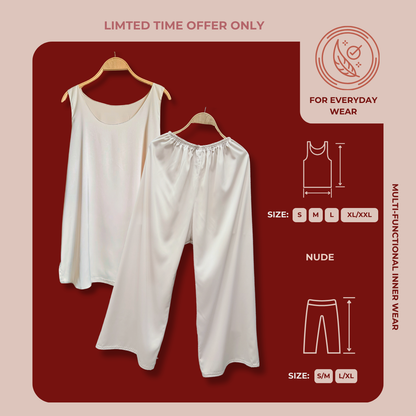 [PANT SET] NUDE Lightweight Satin Inners