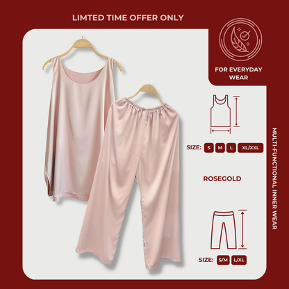 [PANT SET] ROSEGOLD Lightweight Satin Inners