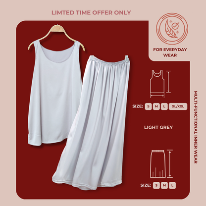 [SKIRT SET] LIGHT GREY Lightweight Satin Inners