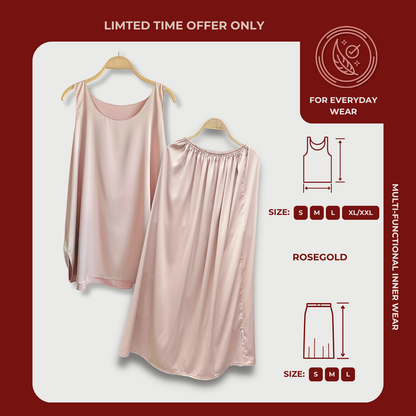 [SKIRT SET] ROSEGOLD Lightweight Satin Inners