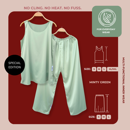 SPECIAL ED.: [PANT SET] MINTY GREEN Lightweight Satin Inners