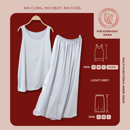 [SKIRT SET] LIGHT GREY Lightweight Satin Inners