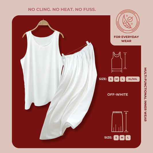 [SKIRT SET] OFF-WHITE Lightweight Satin Inners